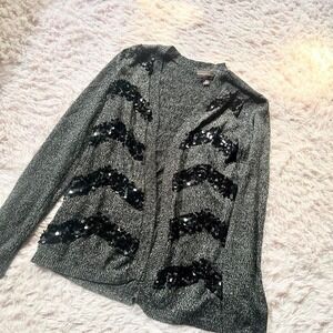 Dark Glamour Grandmacore Sequin Sparkle Whimsygoth Cardigan Womens M Zodiac